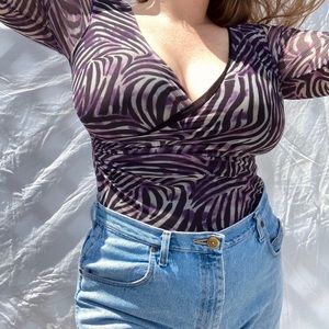 Black & Purple Zebra Blouse